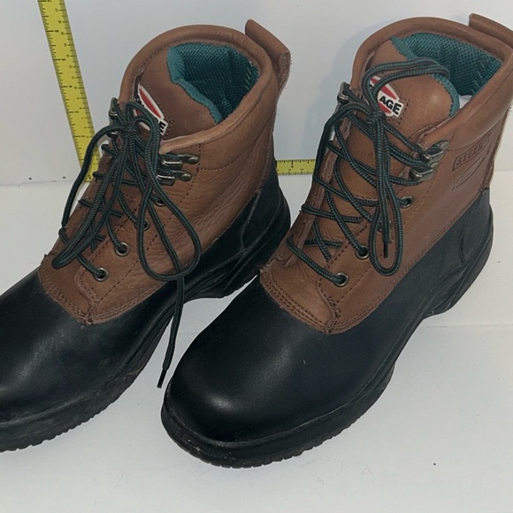 IRON AGE - UNISEX - Brown & Black Leather Steel Toe Boots W9-Worn a few X - Picture 2 of 2